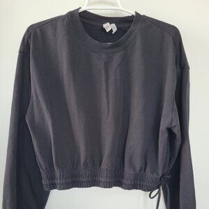 ZELLA Cropped Black Sweatshirt w/ Tie SIZE SMALL